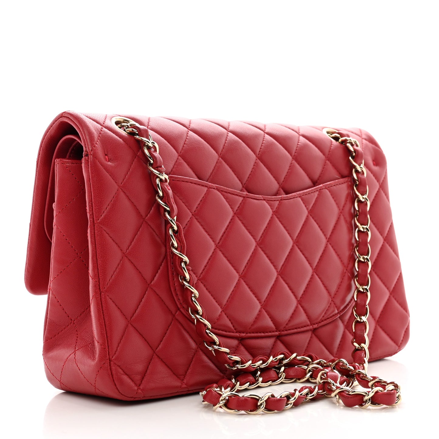 Lambskin Quilted Medium Double Flap Dark Pink