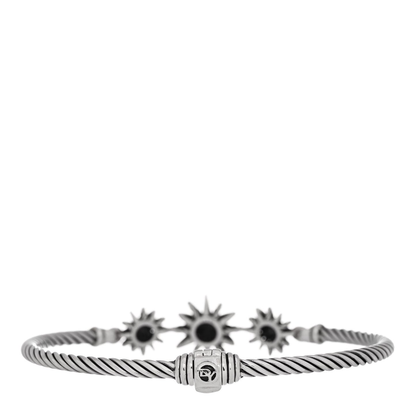 Sterling Silver Diamond Starburst Three-Station Bangle Bracelet