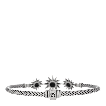 David Yurman Sterling Silver Diamond Starburst Three-Station Bangle Bracelet 2 of 3
