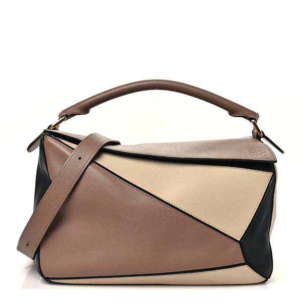 Loewe Calfskin Medium Puzzle Bag Sand Hazelnut Ash 1926255
