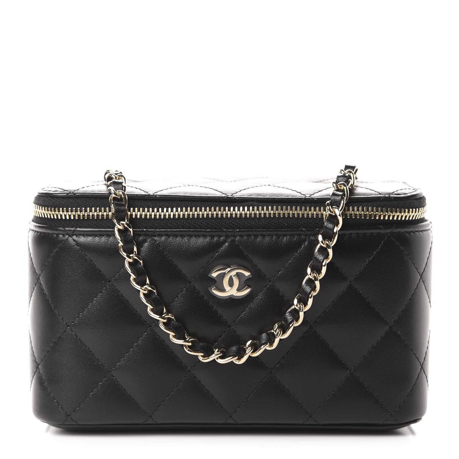 Chanel Lambskin Quilted Small Vanity Case With Chain Black 1 of 11