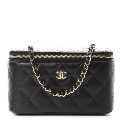 Chanel Lambskin Quilted Small Vanity Case With Chain Black 1 of 11