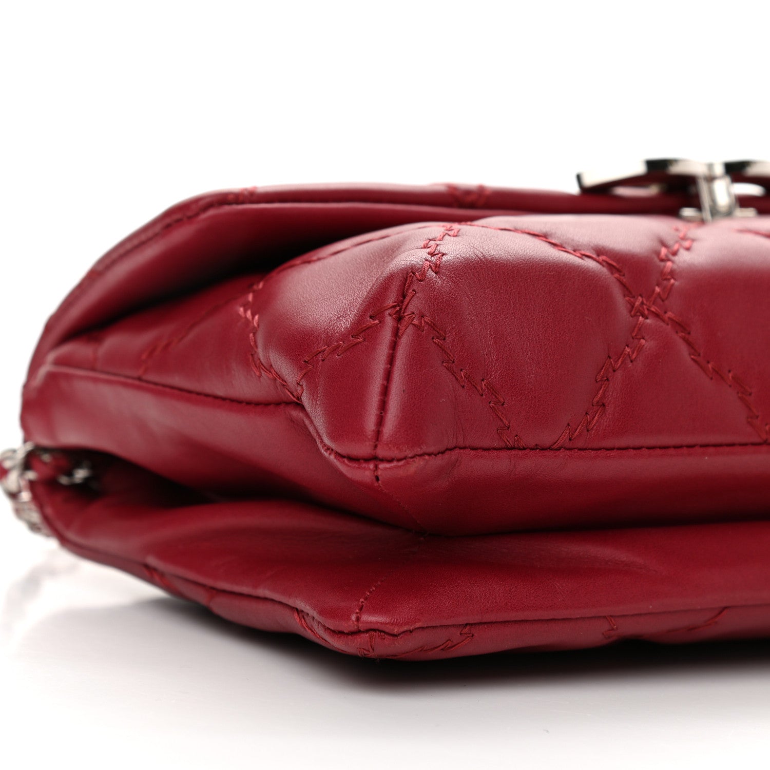 Chanel Calfskin Quilted Double Stitch Hamptons Clutch with Chain Red 9 of 11