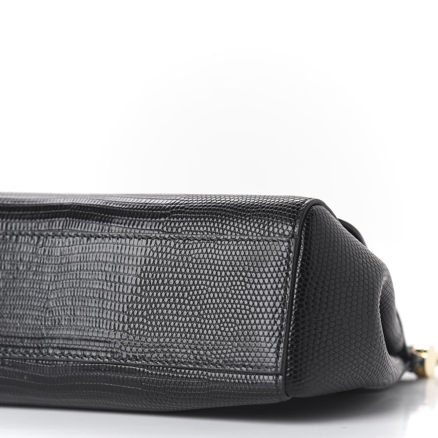 Iguana Embossed Calfskin Small Miss Sicily Chain Satchel Black