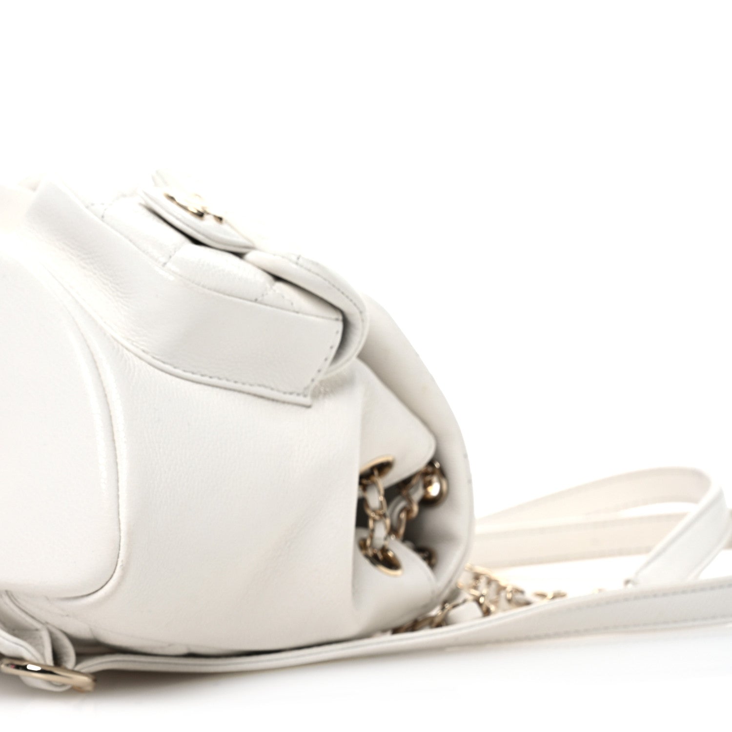 Chanel Shiny Caviar Quilted Small Duma Pockets Drawstring Backpack White 10 of 11