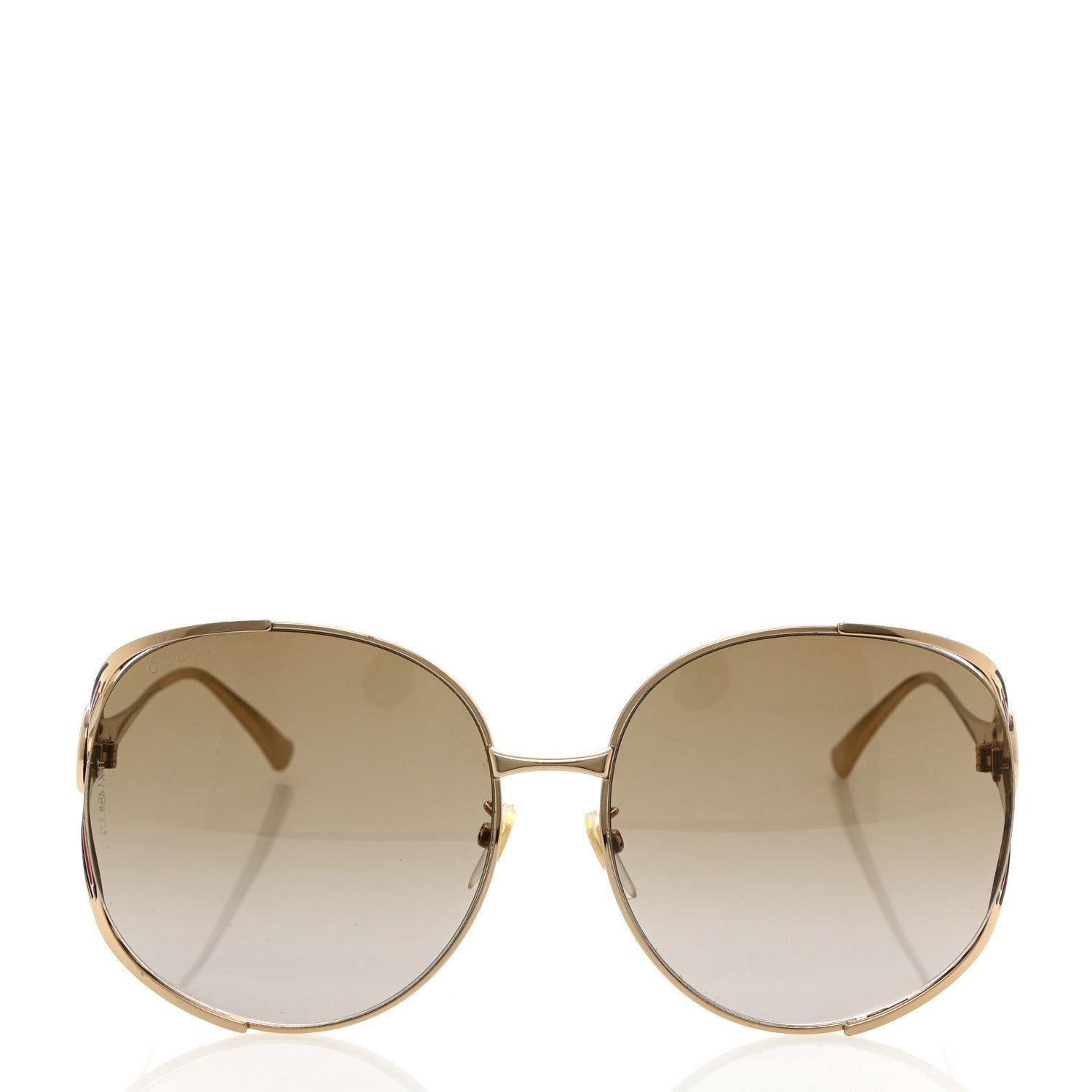 Gucci Metal Oversized Round Frame GG0225S Sunglasses Gold 2 of 7