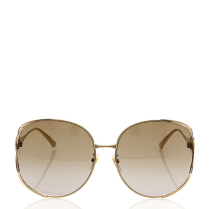 Gucci Metal Oversized Round Frame GG0225S Sunglasses Gold 2 of 7
