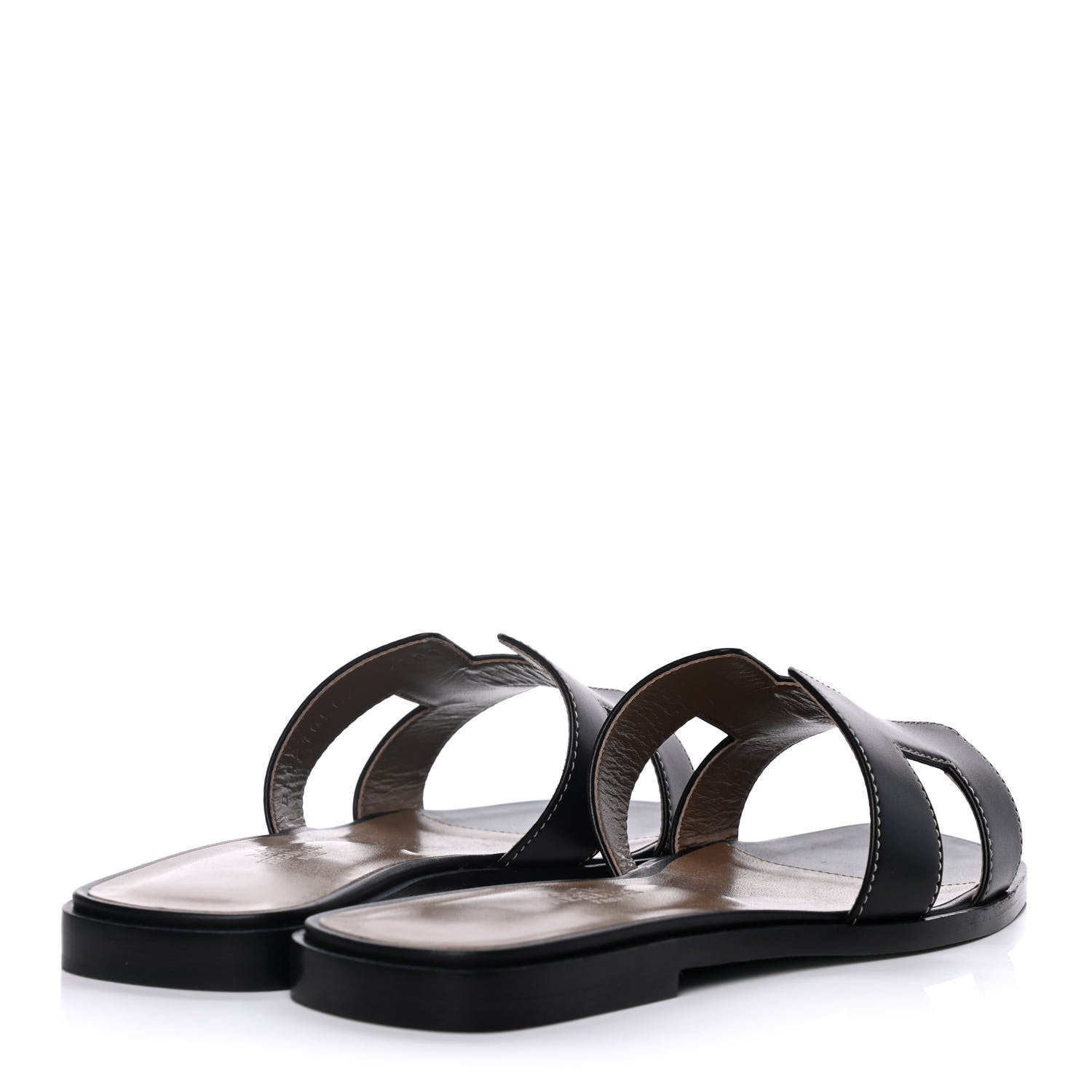Hermes Box Calfskin Oran Sandals 37 Black 4 of 8