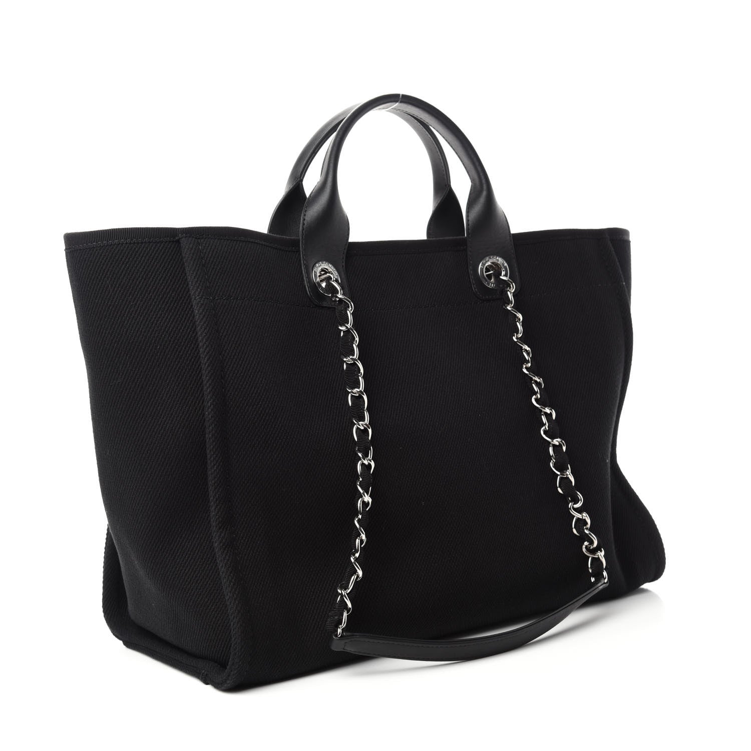Chanel Canvas Pearl Medium Deauville Tote Black 3 of 11