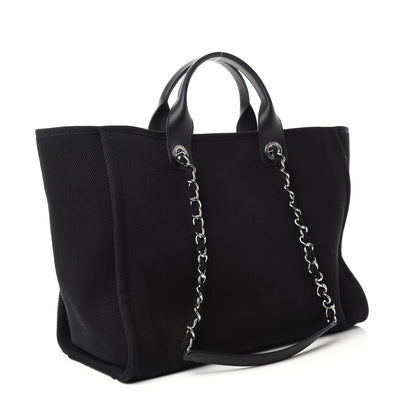 Chanel Canvas Pearl Medium Deauville Tote Black 3 of 11