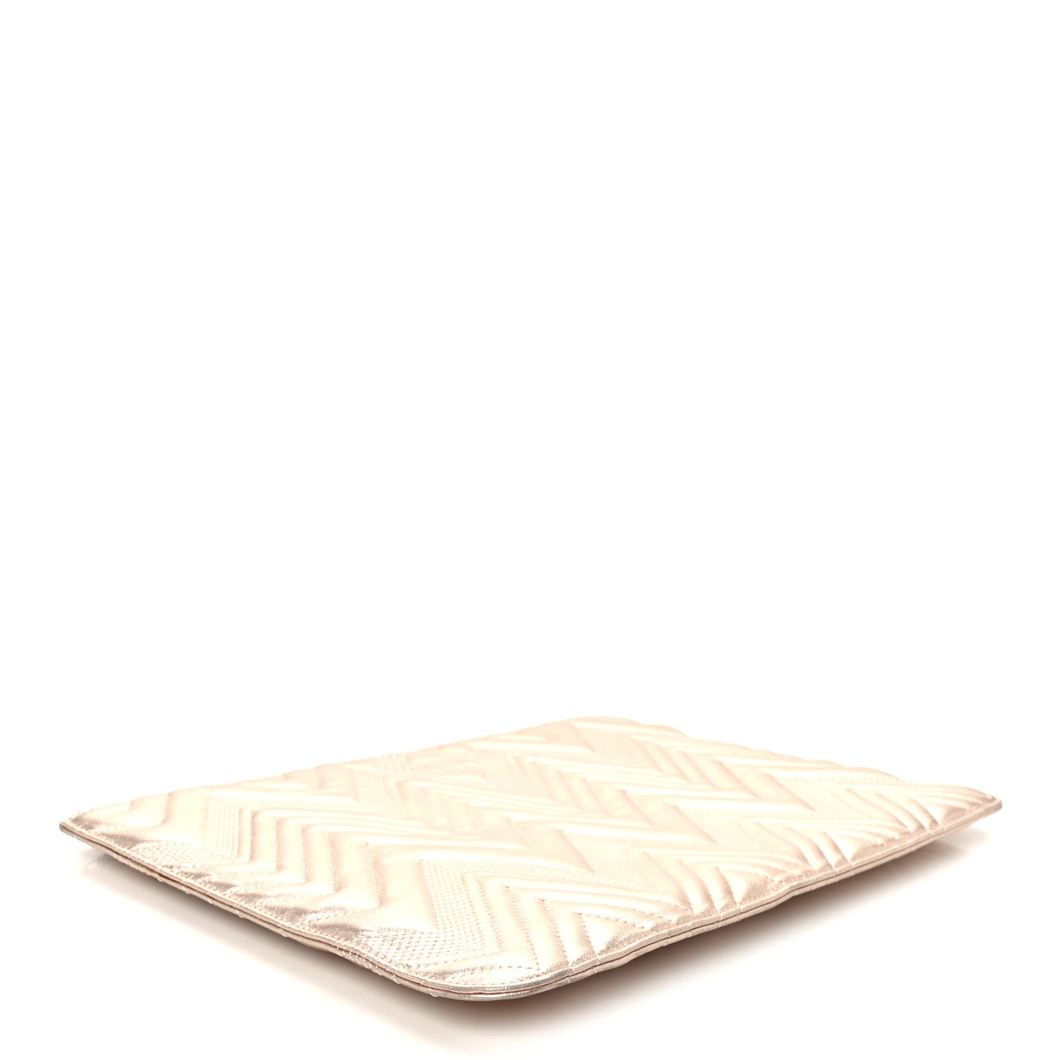 Chanel Metallic Lambskin Chevron Quilted Medium Cosmetic Case Light Pink 4 of 8