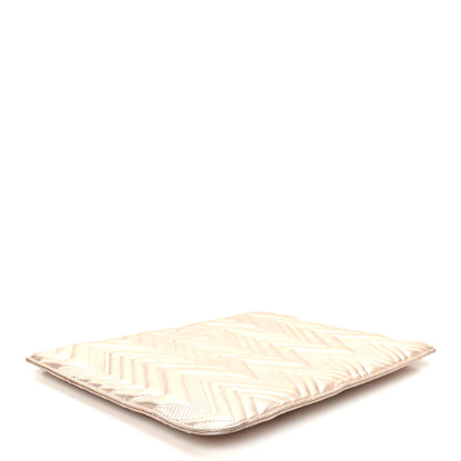 Chanel Metallic Lambskin Chevron Quilted Medium Cosmetic Case Light Pink 4 of 8