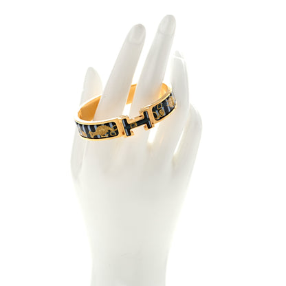 Hermes Enamel Printed Brides de Gala Bayadere Narrow Clic Clac H Bracelet PM Blue 2 of 6