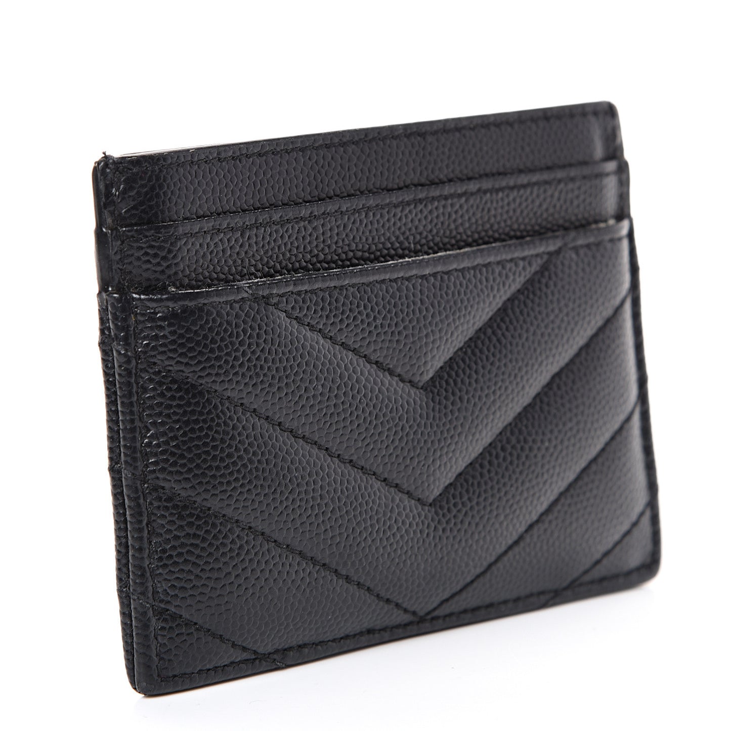 Grain De Poudre Matelasse Chevron Monogram Credit Card Case Black