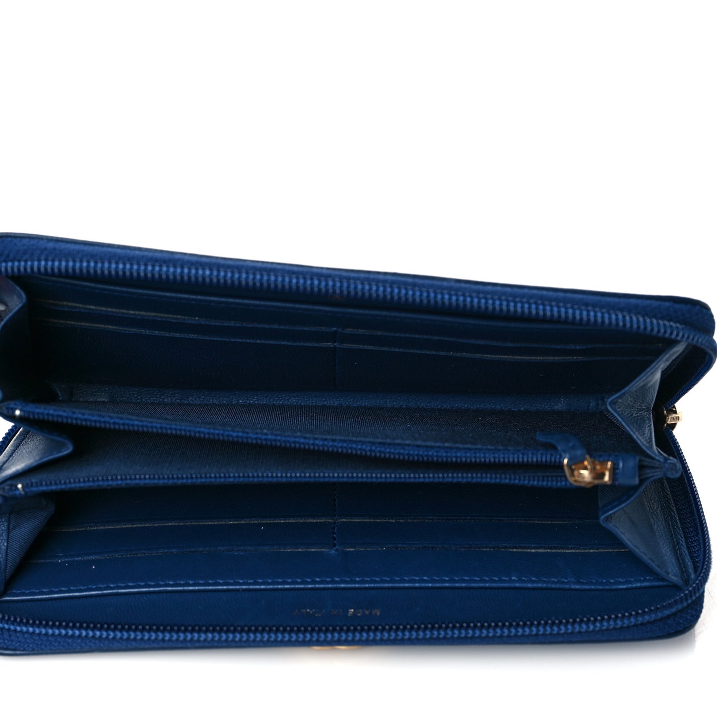 Lambskin Quilted Boy Zip Around Wallet Marine