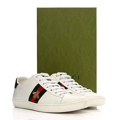 Gucci Calfskin Ayers Bee Embroidered Womens Ace Sneakers 38.5 White Green 17 of 17