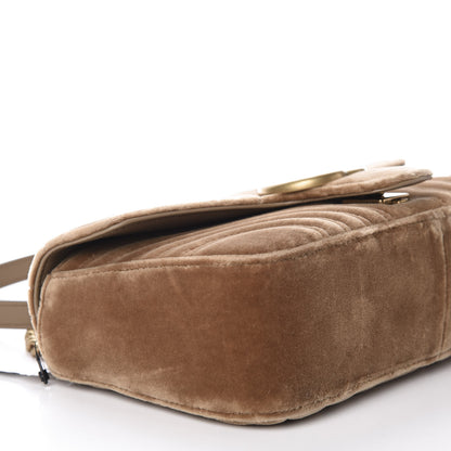 Gucci Velvet Matelasse Small GG Marmont Shoulder Bag Taupe 8 of 11