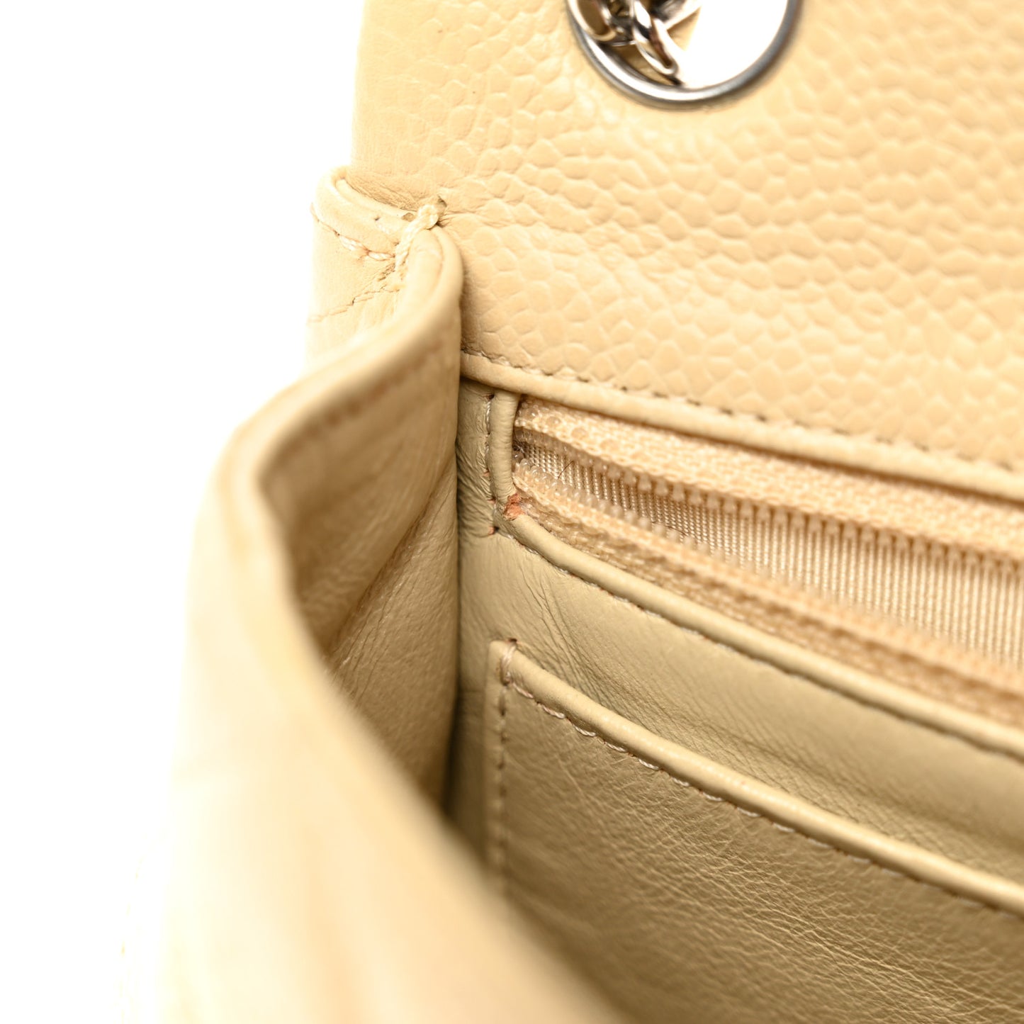 Caviar Quilted Mini Rectangular Flap Light Beige