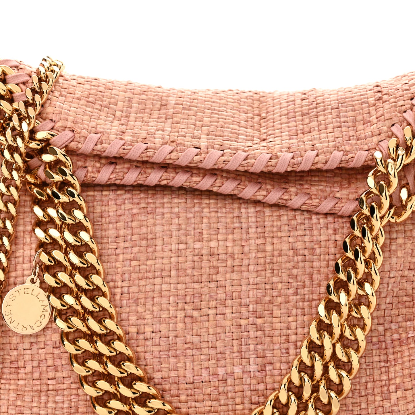 Raffia Mini Falabella Fold Over Tote Pink