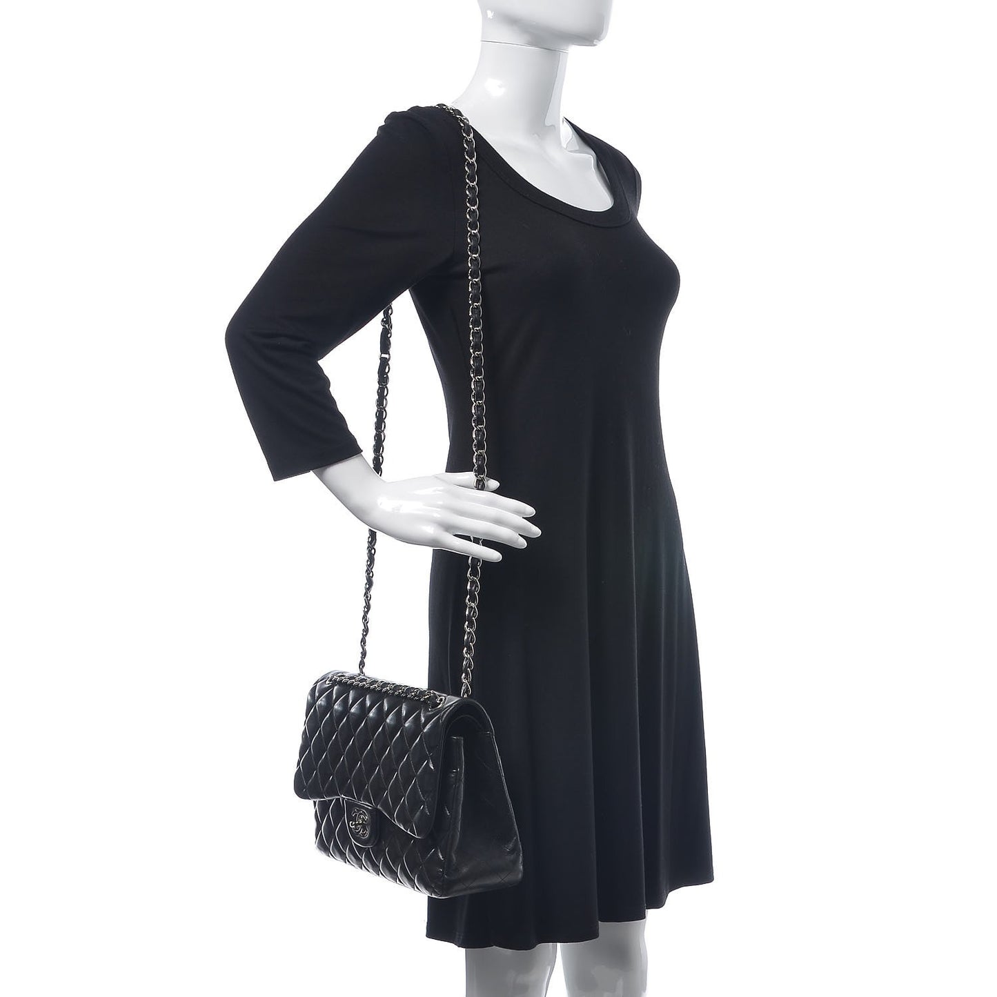 Lambskin Quilted Jumbo Double Flap Black