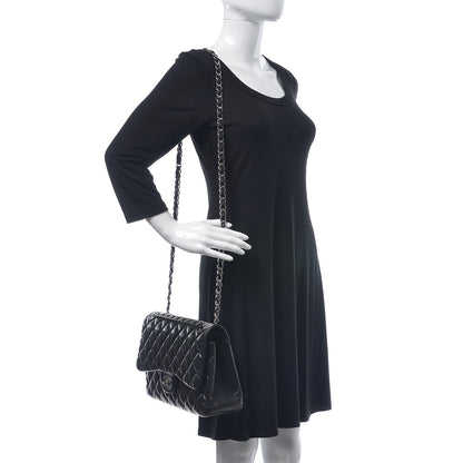 Chanel Lambskin Quilted Jumbo Double Flap Black 2 of 15