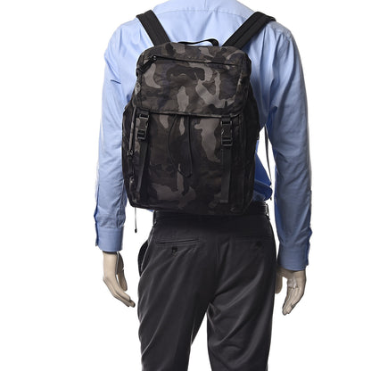 Prada Tessuto Nylon Camouflage Print Double Buckle Backpack Fumo 3 of 12