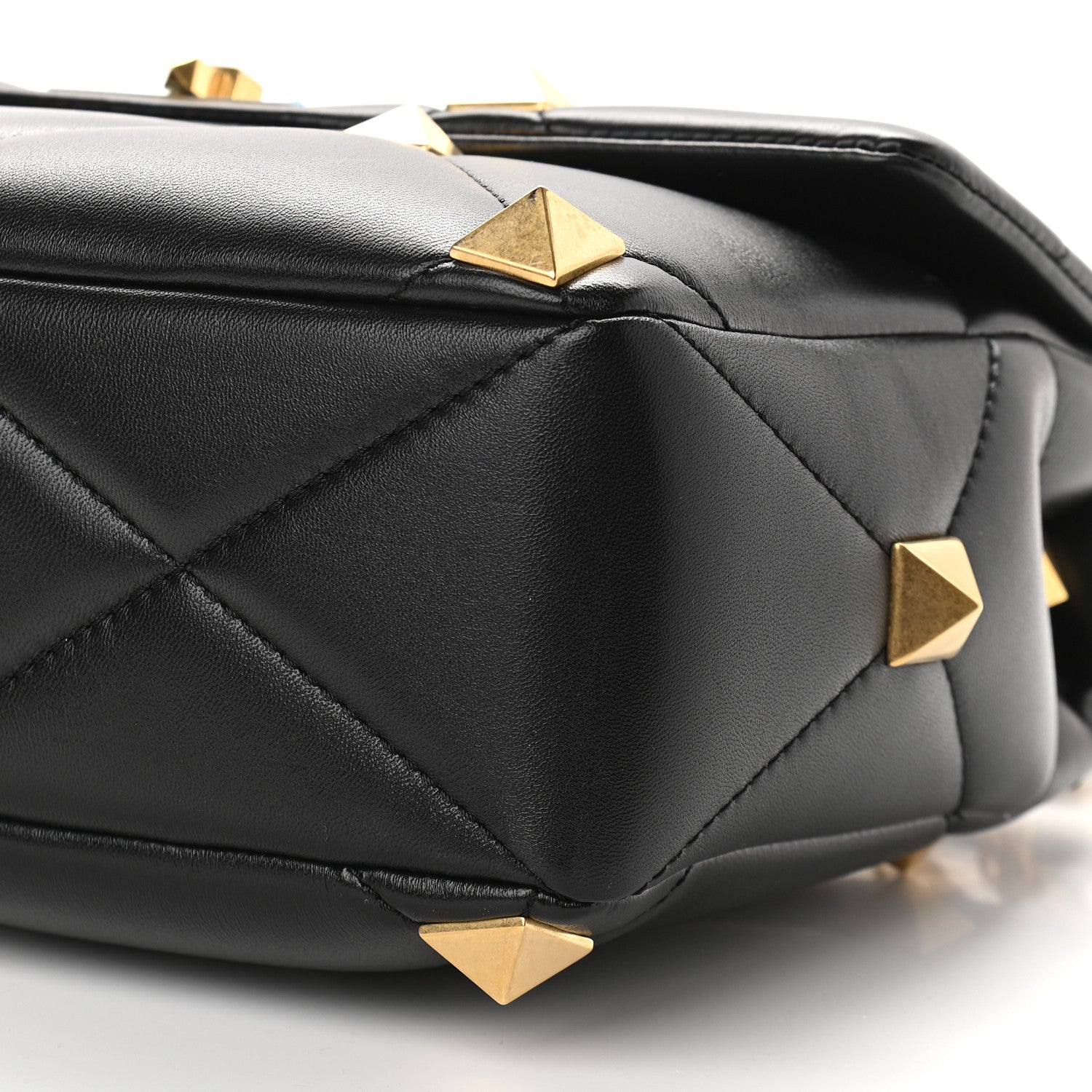 Valentino Garavani Nappa Large Roman Stud Shoulder Bag Black 8 of 8