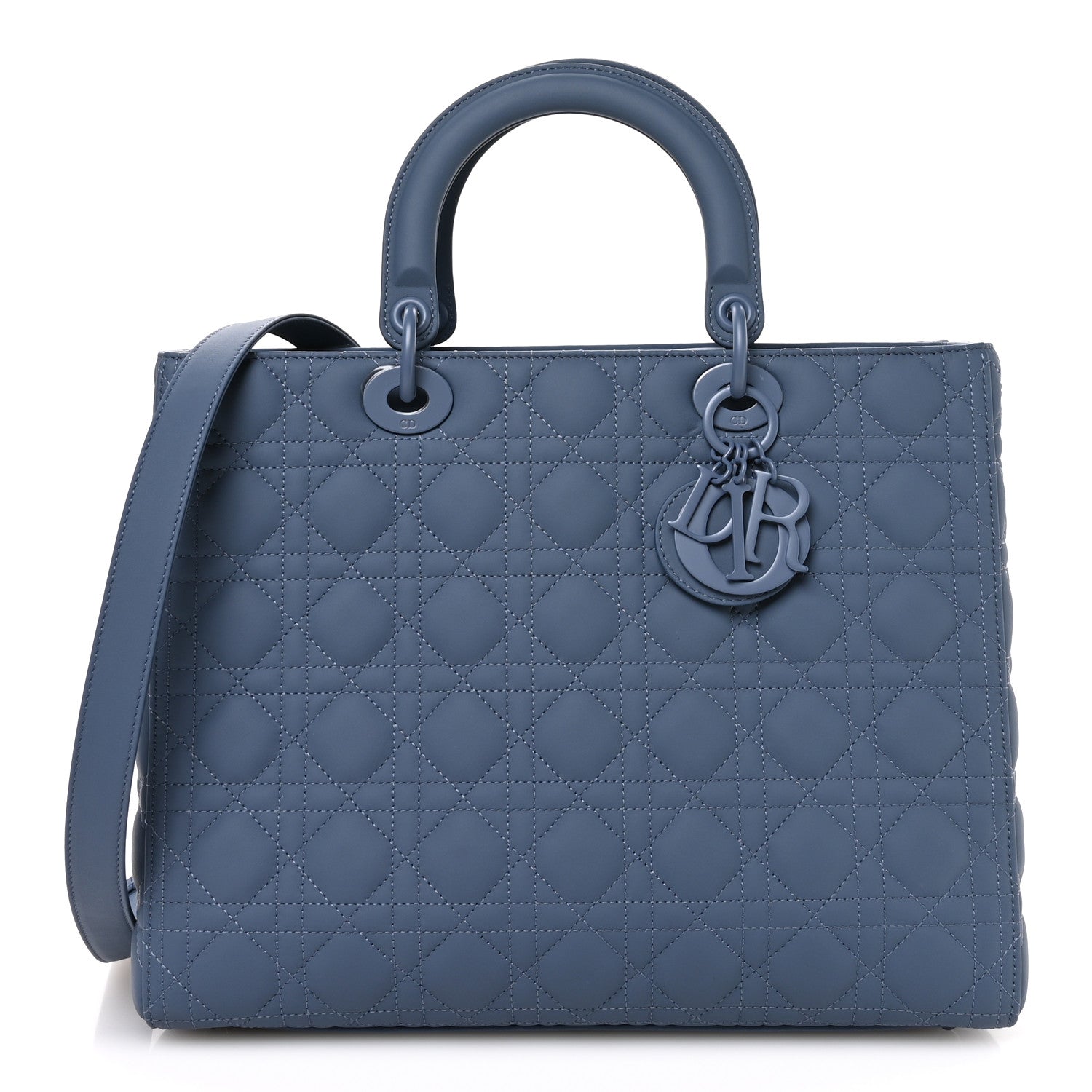 Christian Dior Ultra Matte Calfskin Cannage Large Lady Dior Denim Blue 1 of 10