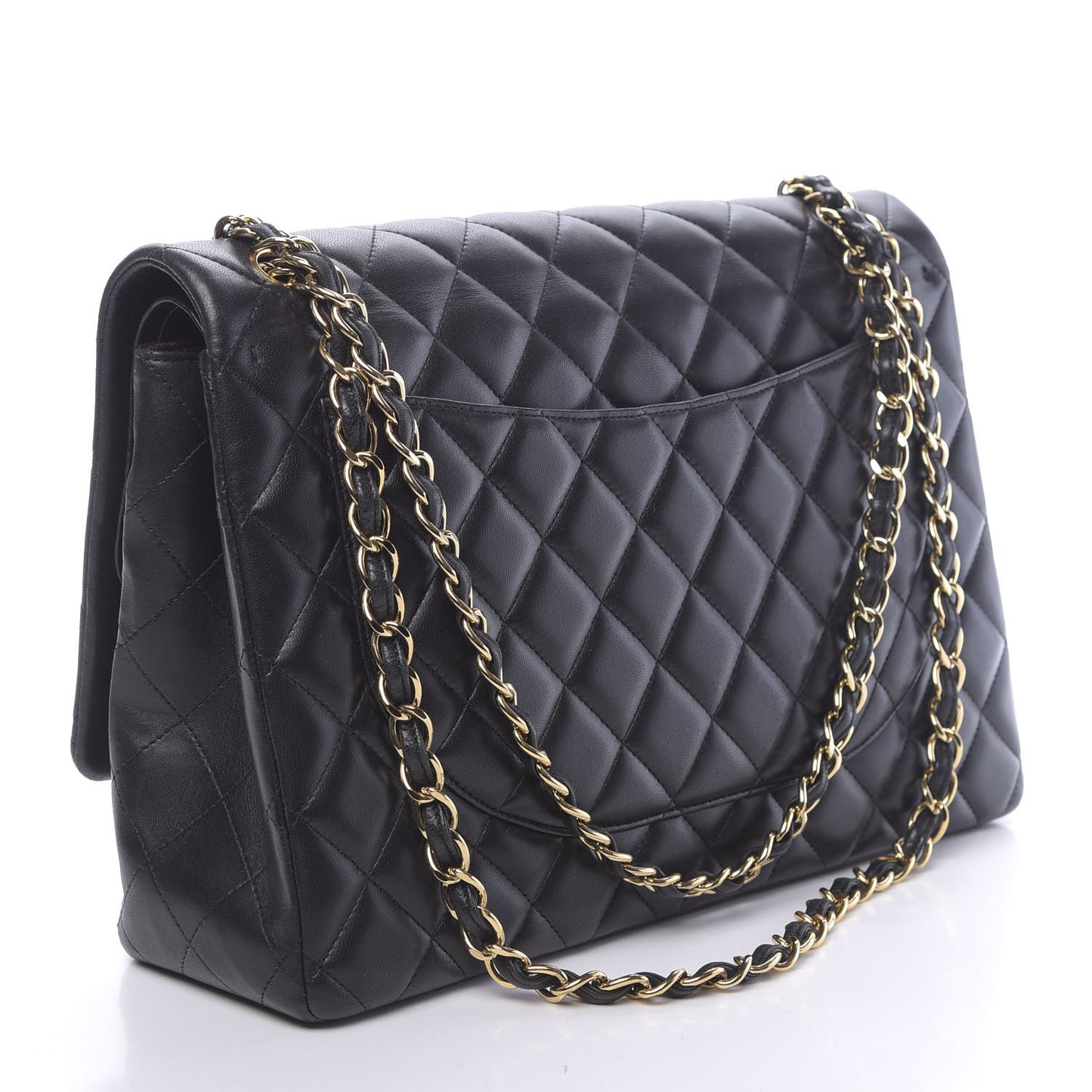 Lambskin Quilted Maxi Double Flap Black