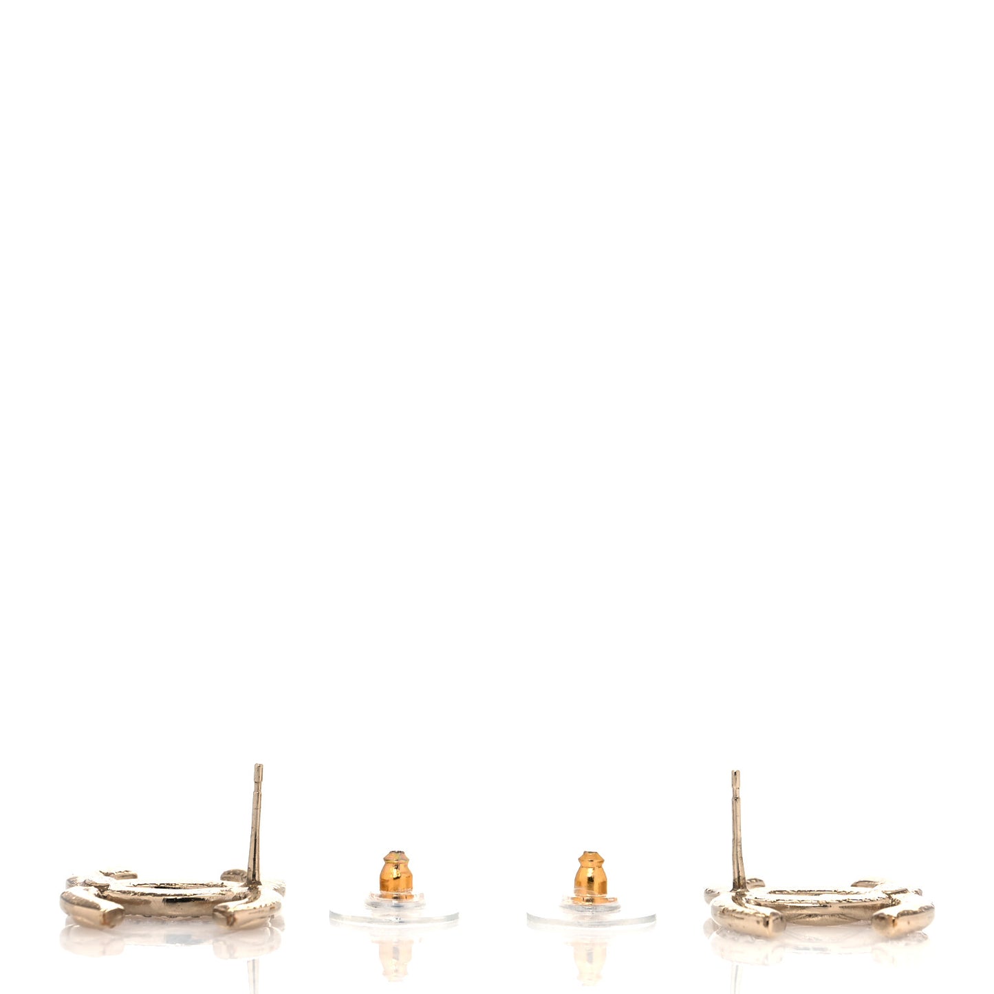 Crystal Glitter Quilted CC Earrings Light Gold