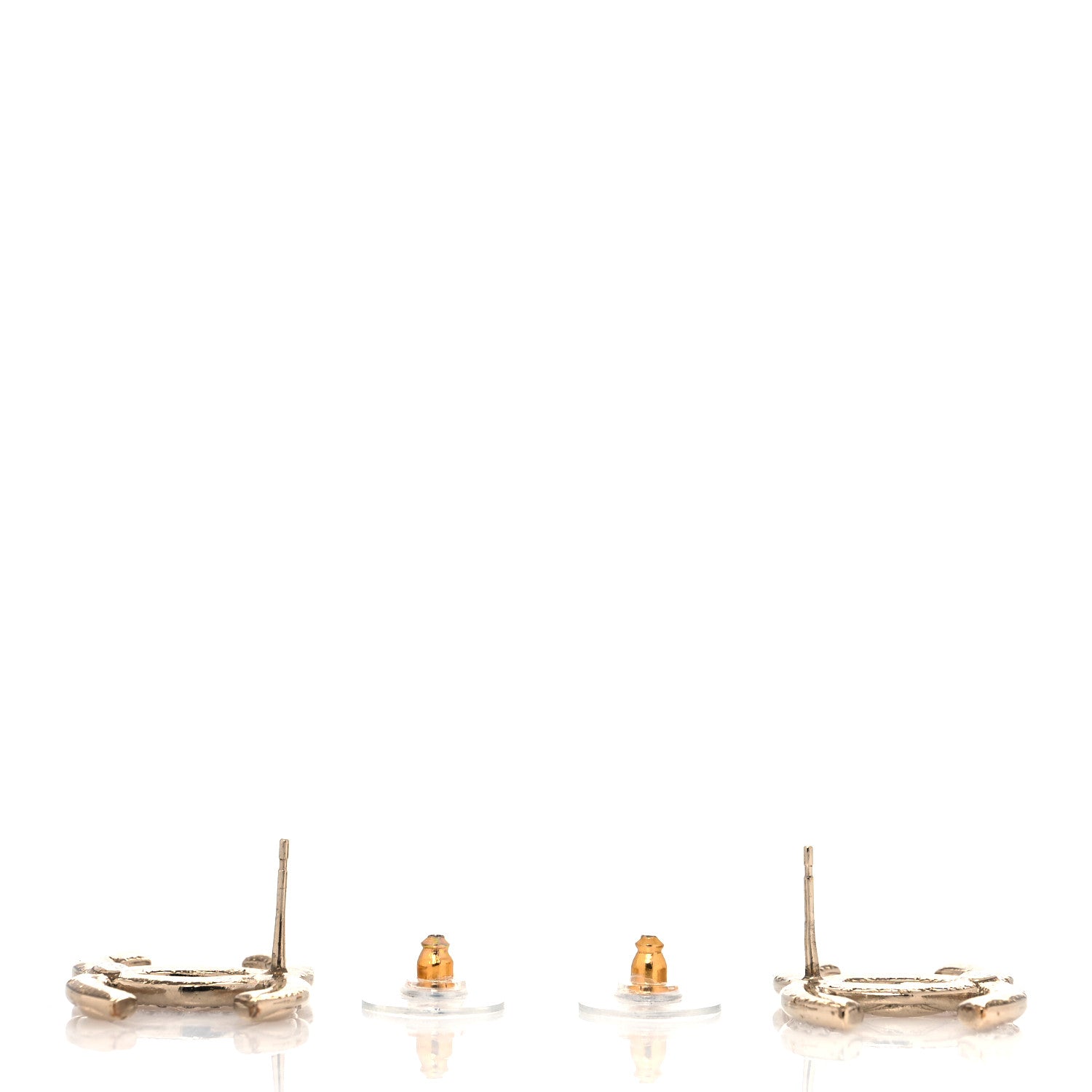 Chanel Crystal Glitter Quilted CC Earrings Light Gold 3 of 5