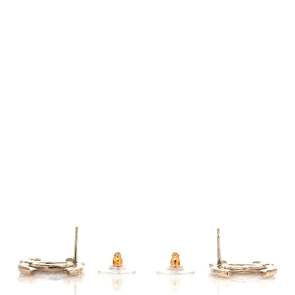 Chanel Crystal Glitter Quilted CC Earrings Light Gold 3 of 5