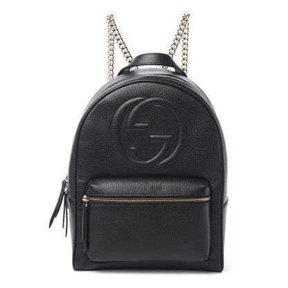 Gucci Pebbled Calfskin Soho Chain Backpack Black 1 of 9