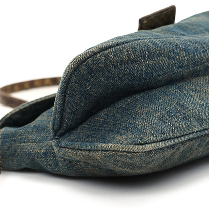 Fendi Denim Snakeskin Mama Baguette Blue 8 of 10