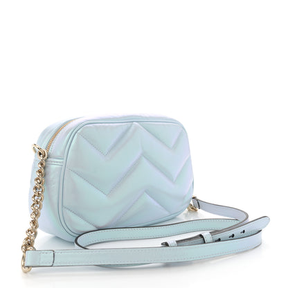 Gucci Iridescent Nappa Chevron Matelasse Small GG Marmont Chain Shoulder Bag Iridescent Snow Light Blue 3 of 11