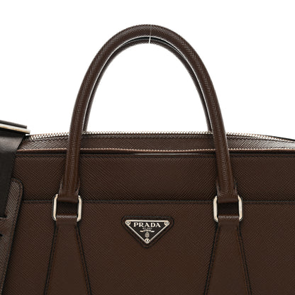 Prada Saffiano Travel Briefcase Cacao 7 of 10