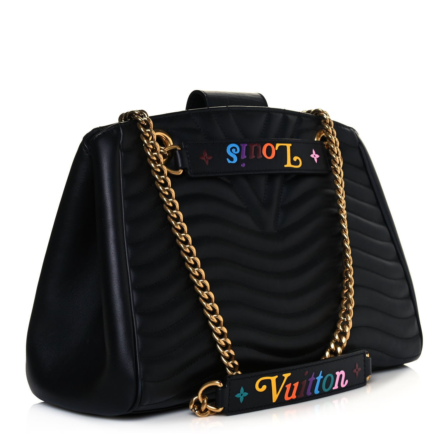 Louis Vuitton Calfskin New Wave Chain Tote Black 3 of 13