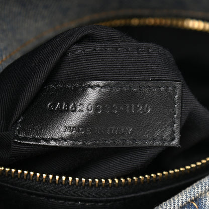 Saint Laurent Denim Quilted Toy Loulou Puffer Monogram Chain Satchel Rodeo Blue 9 of 10