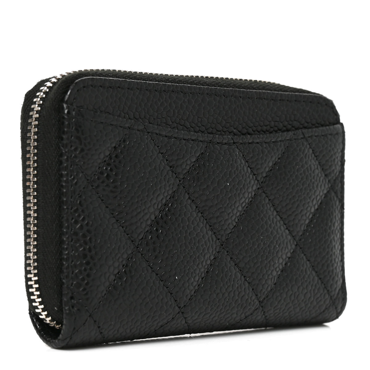 Caviar Quilted Zip Coin Purse Black