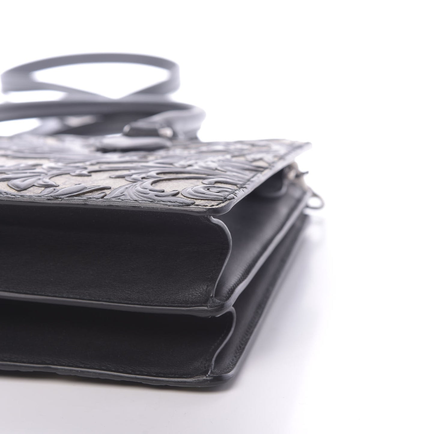 GG Supreme Monogram Arabesque Small Top Handle Bag Beige Black