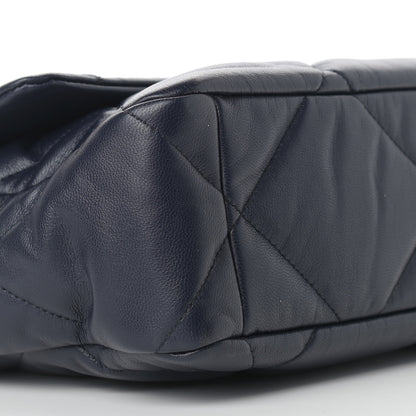 Chanel Goatskin Quilted Large Chanel 19 Flap Navy Blue 8 of 10