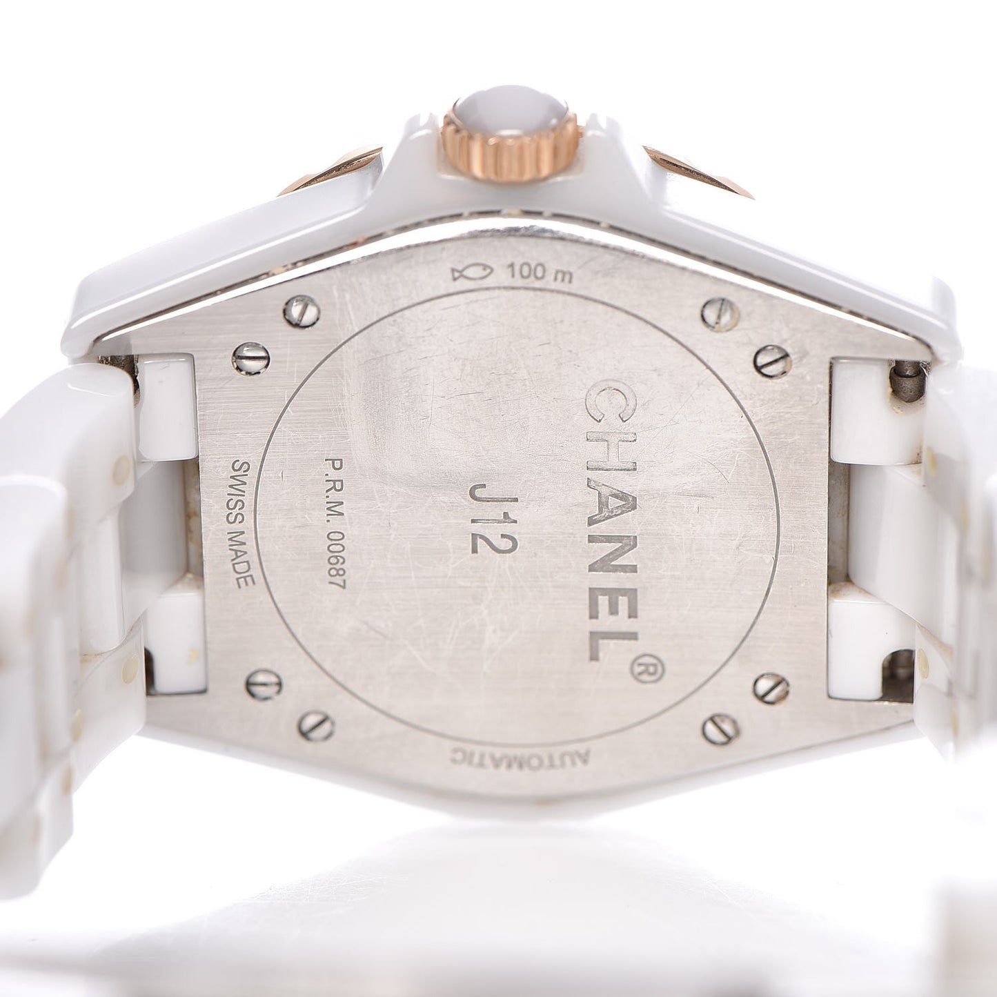 Stainless Steel 18K Beige Gold Ceramic 36.5mm J12 Automatic Watch White