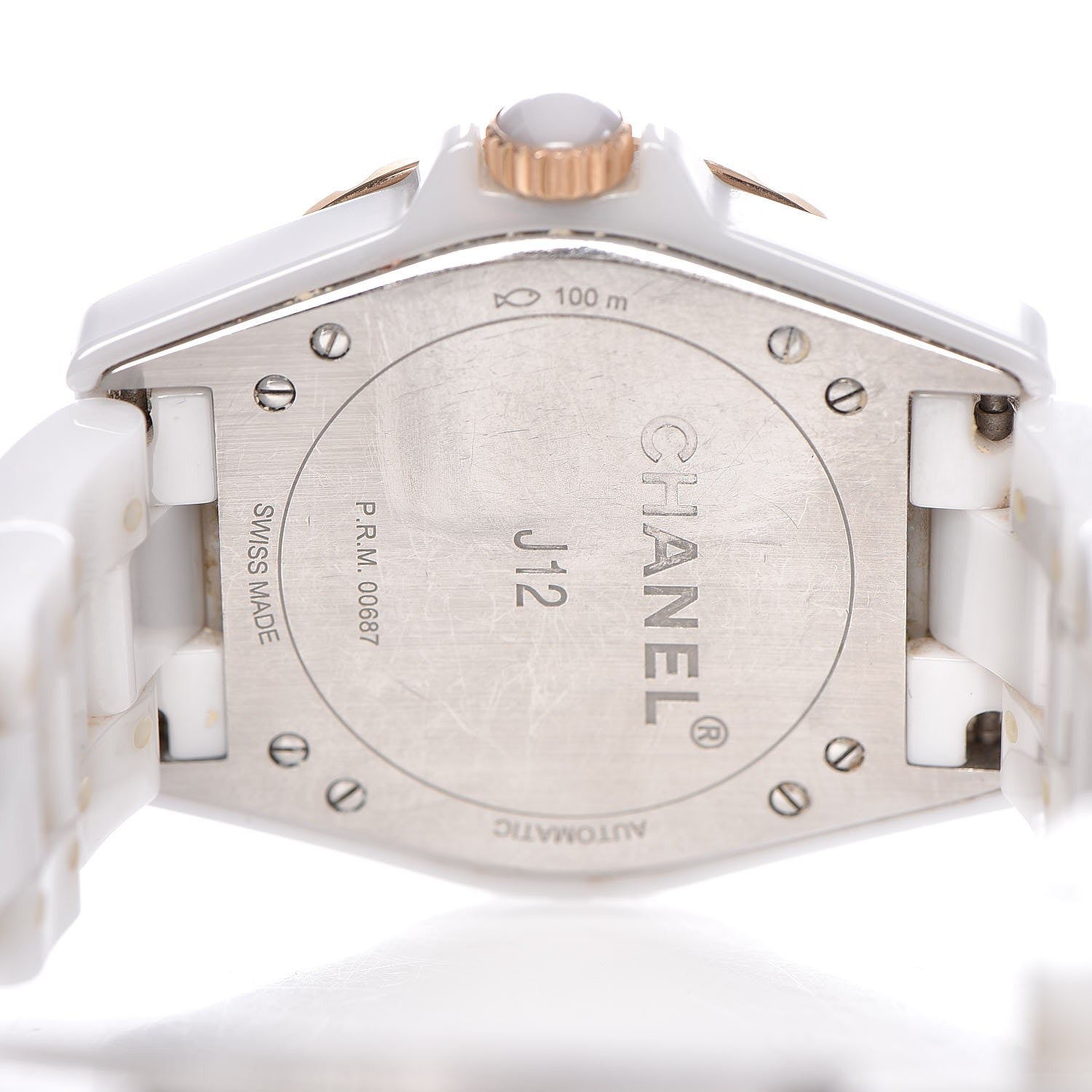 Chanel Stainless Steel 18K Beige Gold Ceramic 36.5mm J12 Automatic Watch White 5 of 8