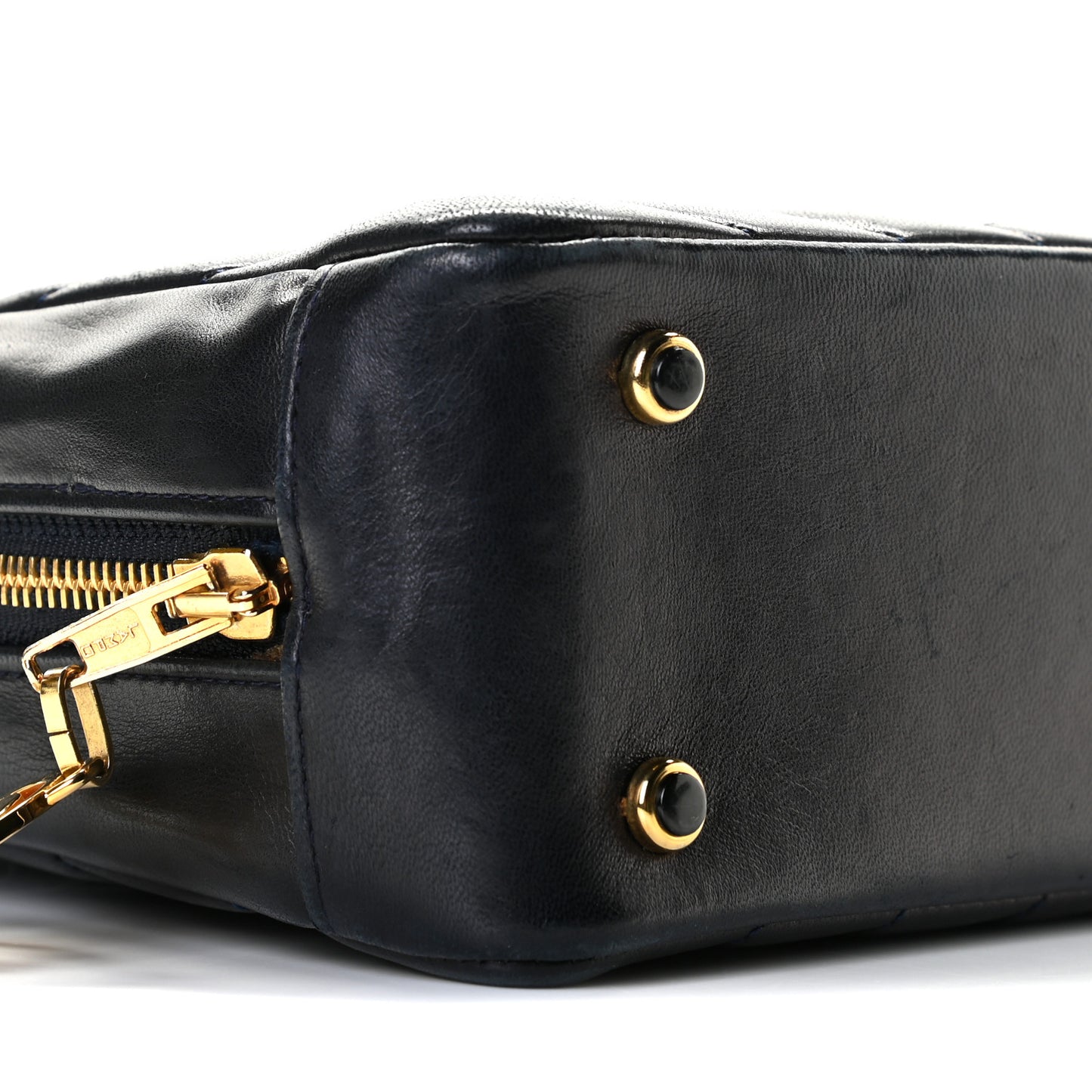Lambskin Chevron Quilted Shoulder Bag Navy