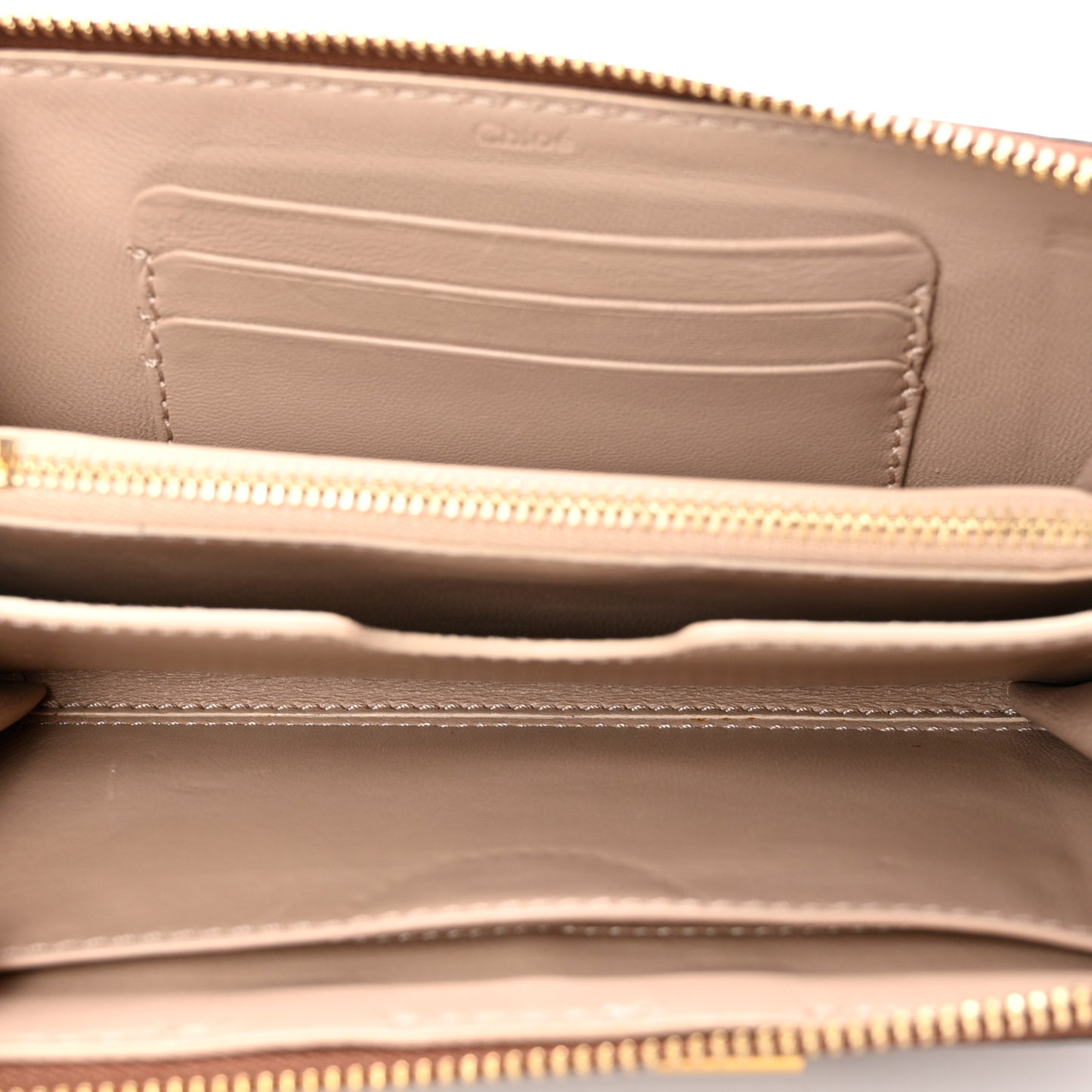Grained Calfskin Marcie Long Zip Around Wallet Tan