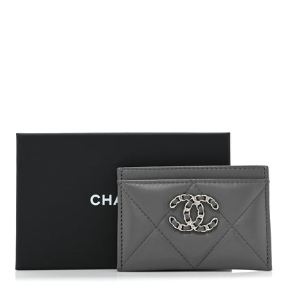 Chanel Lambskin Quilted Chanel 19 Card Holder Grey 13 of 13