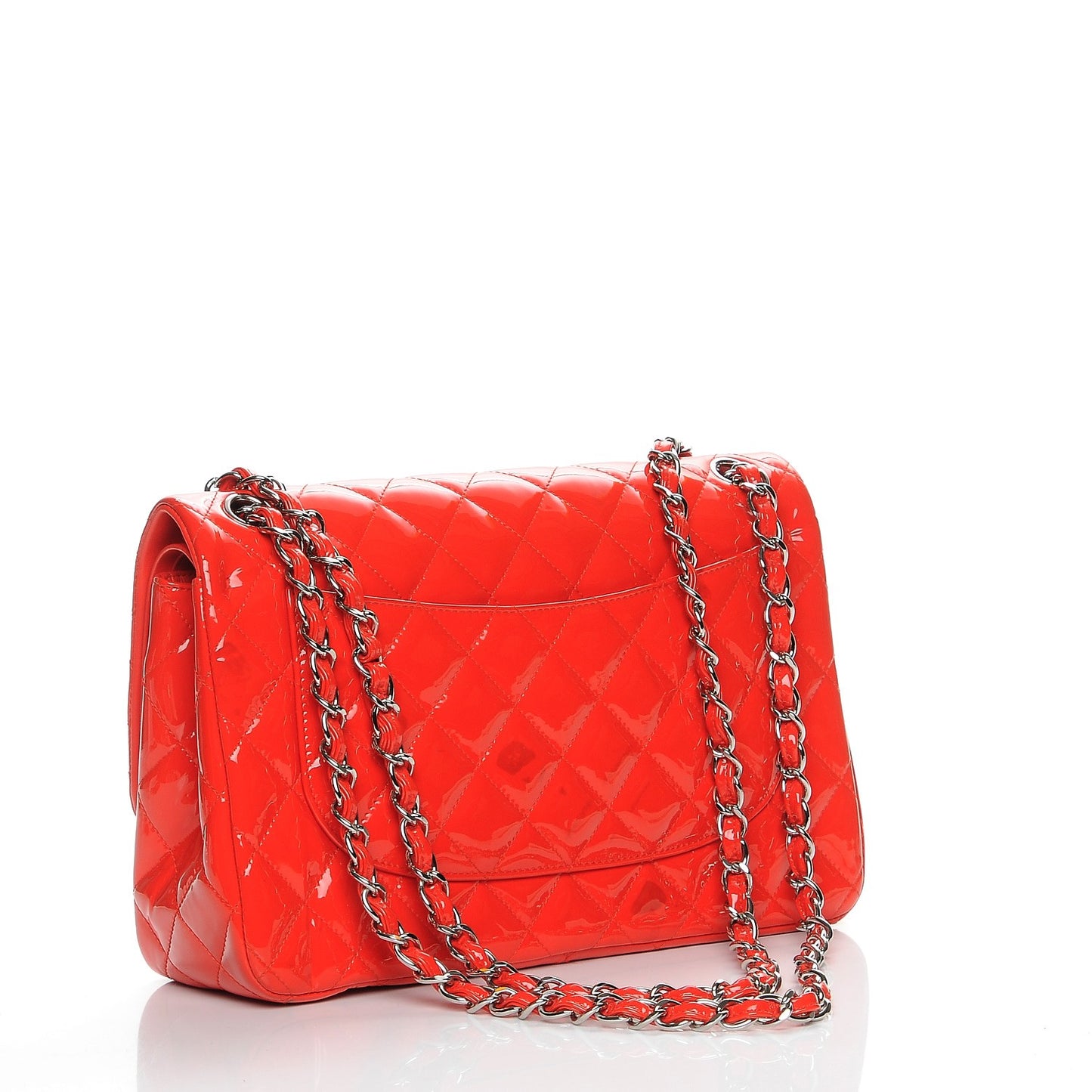 Patent Quilted Jumbo Double Flap Red