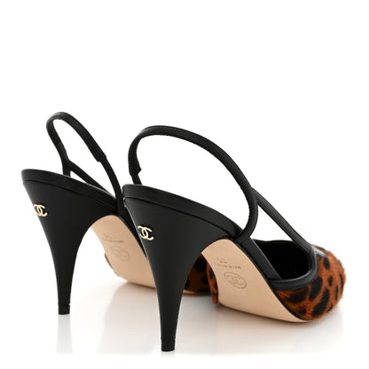Chanel Lambskin Mixed Fibers Slingback Pumps  36 Brown Black White 5 of 9