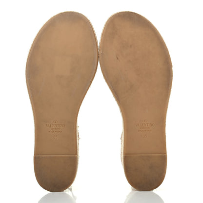 Valentino Garavani Grained Calfskin Rockstud Ankle Wrap Espadrille Flatform Sandals 35 Rose Quartz 4 of 4