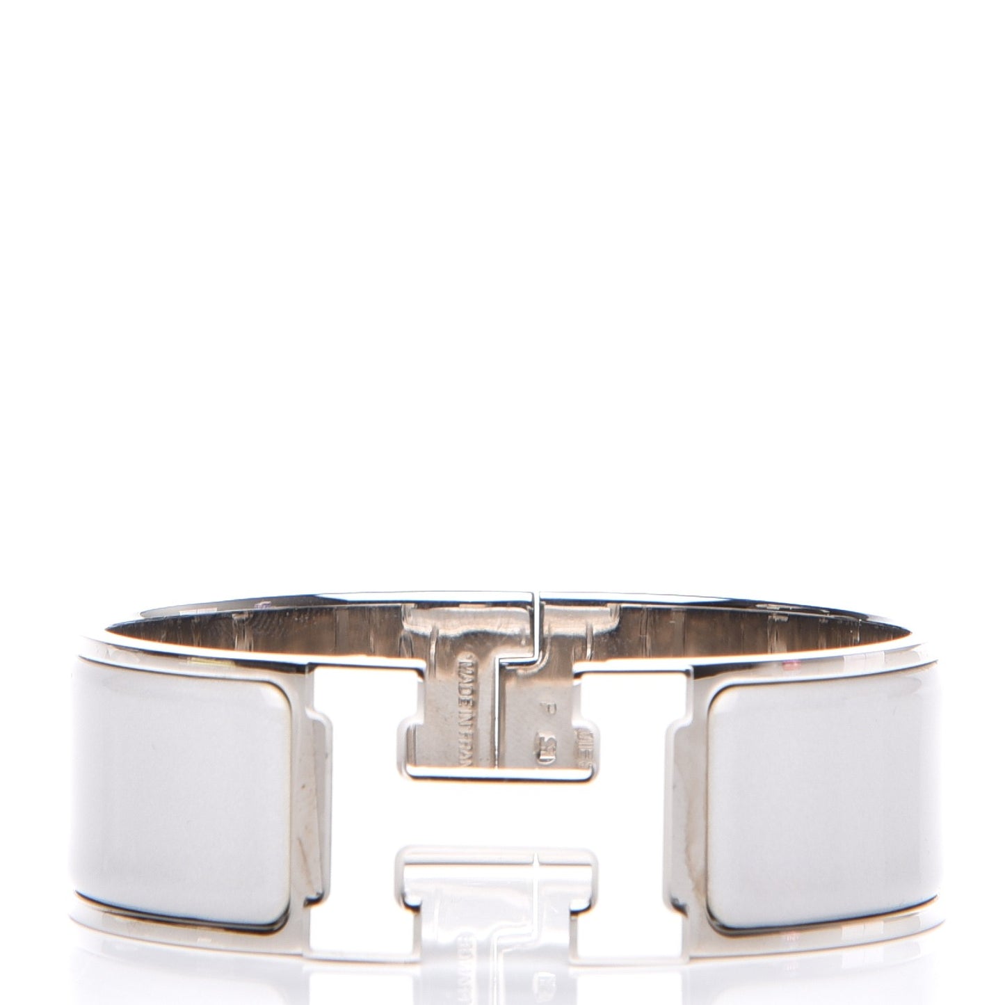 Enamel Wide Clic Clac H Bracelet PM Gris Clair White